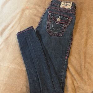 True Religion Blue Jeans with Red Accents